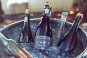 Abingdon Wine Estate wine selection in an ice bucket on display. Abingdon Wine Estate wine selection