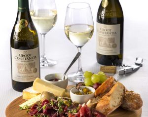 Groot Constantia Wine Estate wine pairings and platters on display. Groot Constantia Wine Estate wine pairings