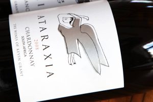 Ataraxia Wine Chardonnay wine bottle label. Ataraxia Wine Chardonnay