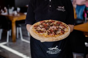 Jakkalsvlei Private Cellar Pizza being served in the restaurant. Jakkalsvlei Private Cellar Pizza